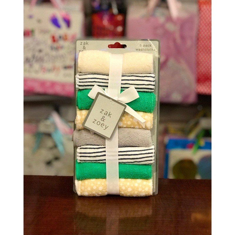 Washcloth 8pk Green Prints Ast 4sea-75842