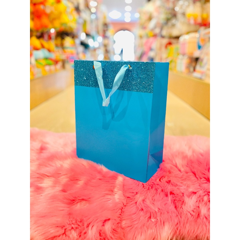 Gift Bag Blue w/Glit 12.5×10.5 vac-gb7250m/aq