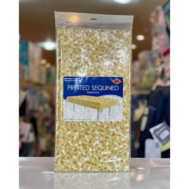 Tablecover- Printed Gold w/Seq  BPS53870