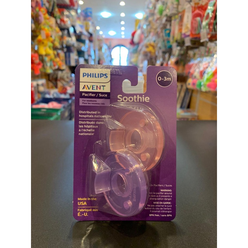 Avent Soothie 0-3m Pin/Pur 2pk AV099/02