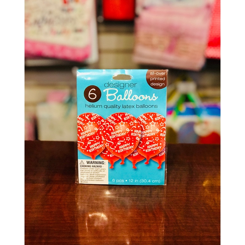 Balloon Bday Con Red 6pk