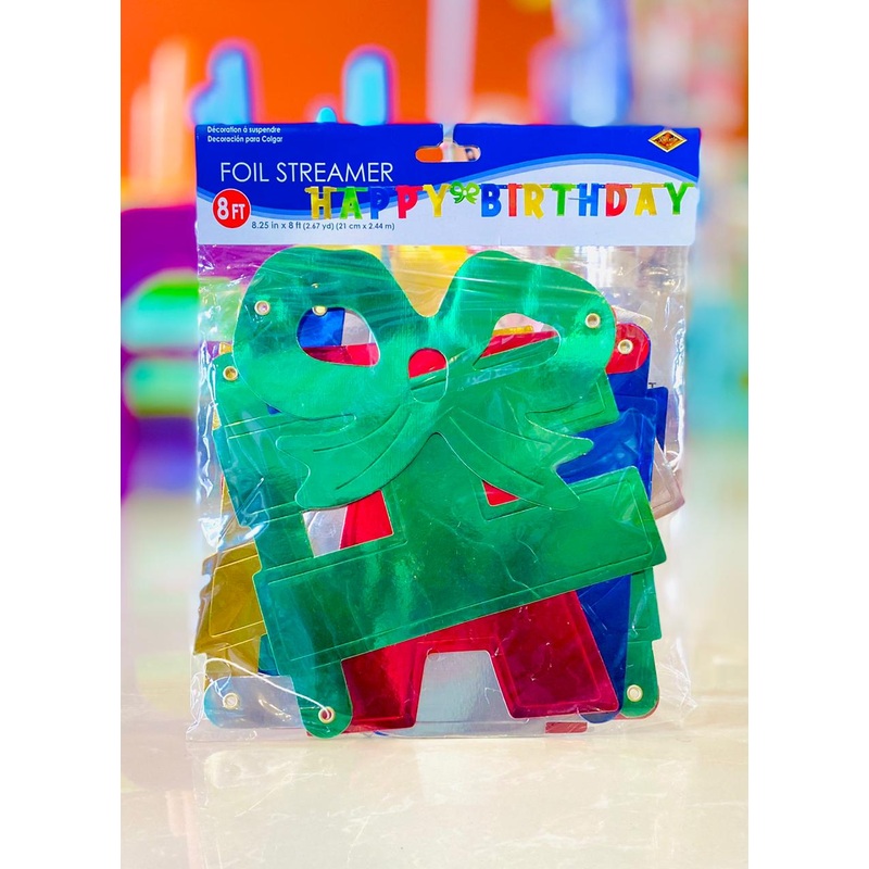 Party Foil Bday Streamer- 8ft