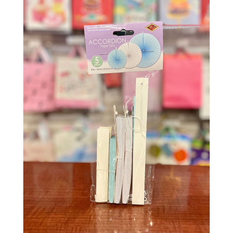 Shower Paper Fans-Blue/white BPS53324
