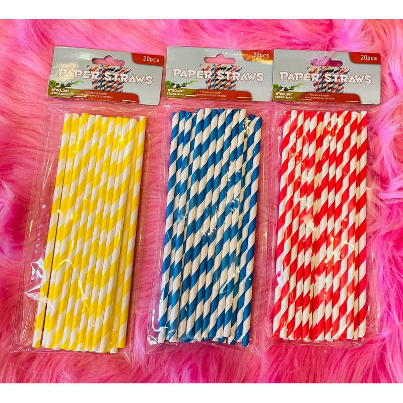 Straw 20pc-paper stripe 4sea-47937