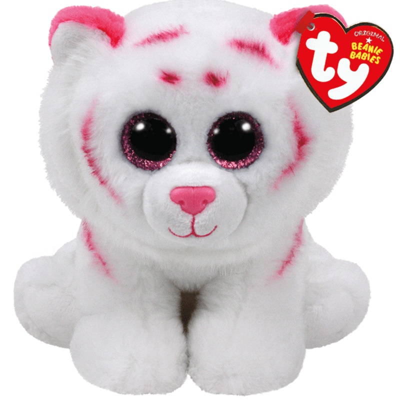 Ty Classic Plush – Tabor – Pink and White Tiger – Small 8