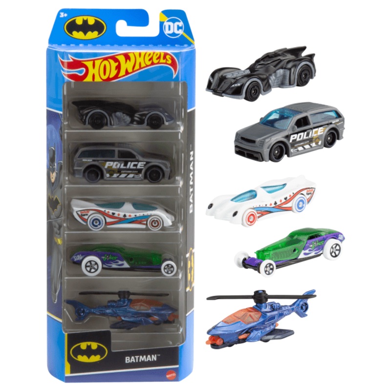 Hot Wheels 1:64 Scale Batman-Themed Toy Vehicles, Set Of 5