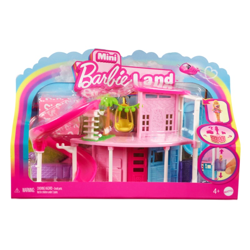 Mini Barbieland Doll And Accessories – House with Pink Spiral Slide