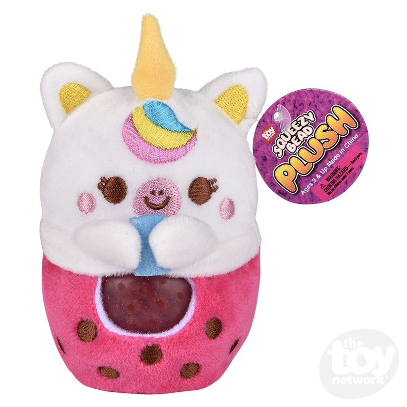 3 Animal Bubble Tea Squeezy Bead Plush Ball