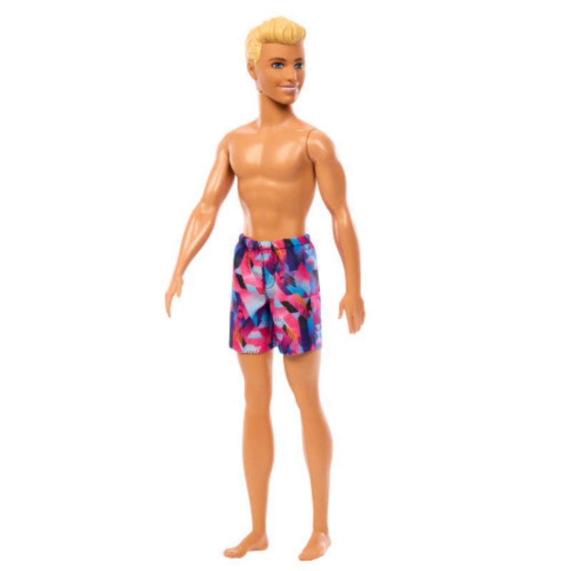 Beach Ken Doll – Geometric Blue & Pink Trunks