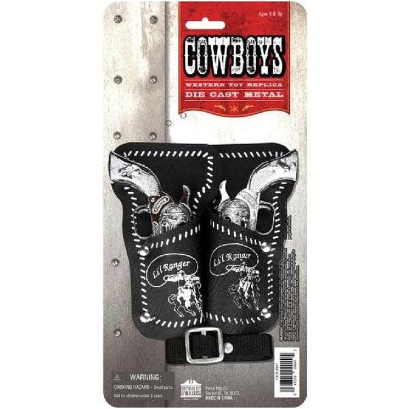 Diecast Metal Pistol Li’l Ranger Double Holster Cap Gun Set 5.5 Long