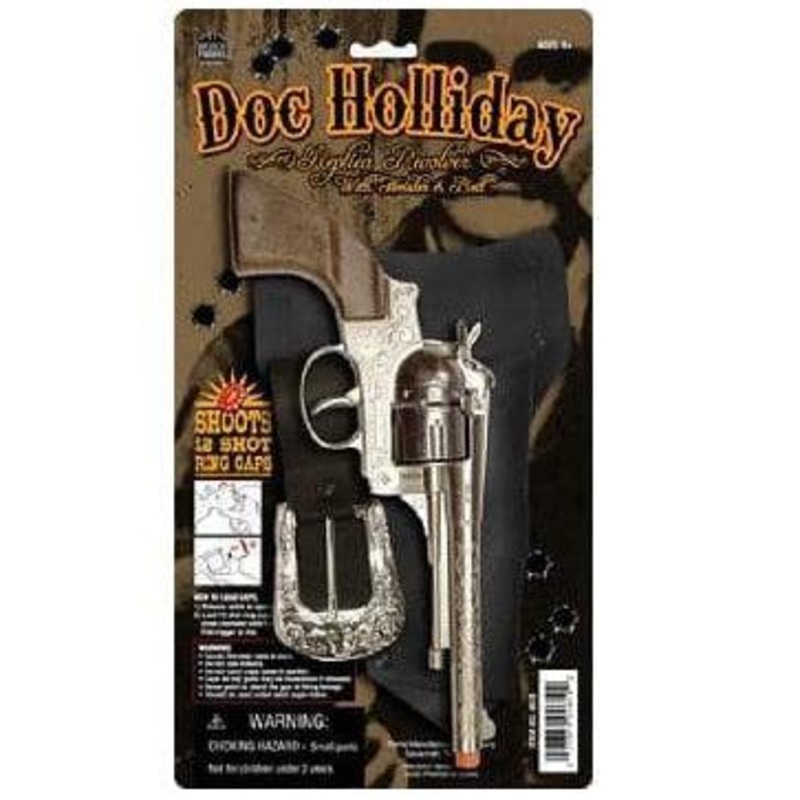 Diecast Pistol Western Doc Holiday Holster Set Cap Gun 10.5 Long