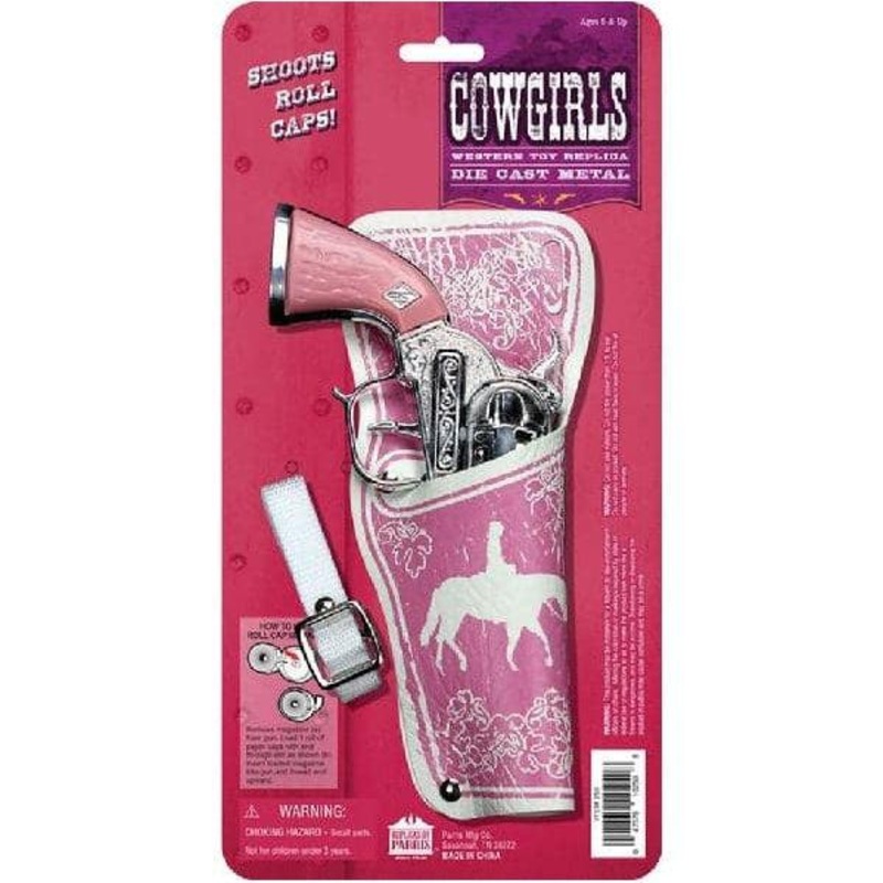 Diecast Metal Pistol Western Girl Holster Cap Gun Set 8.5 Long