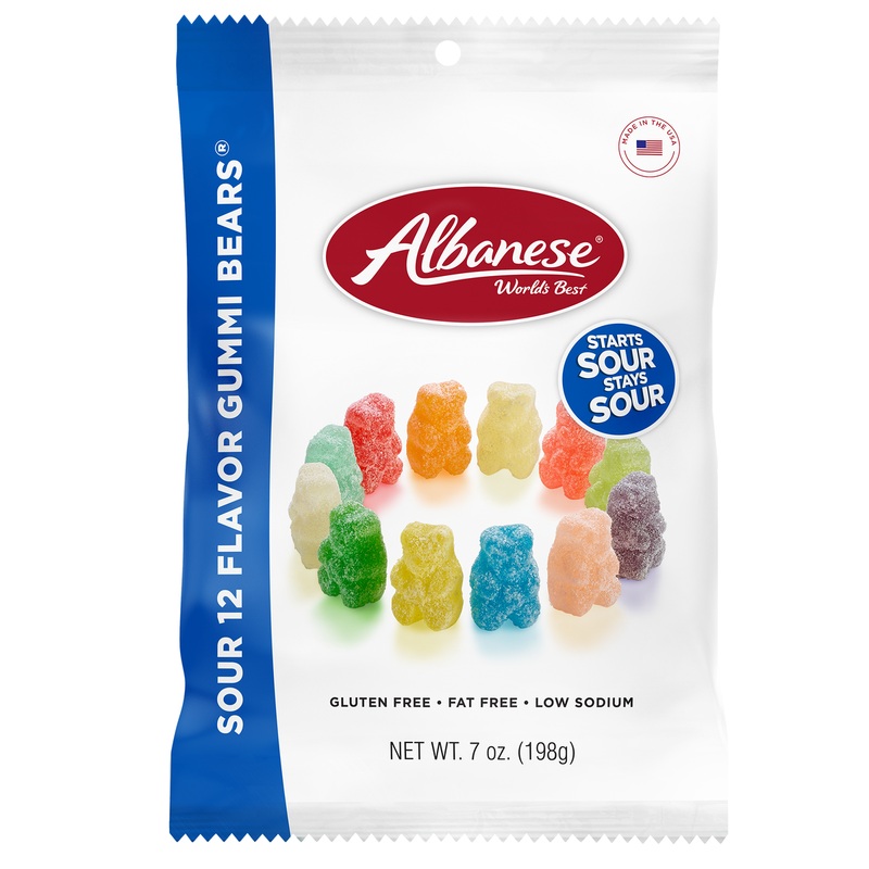 Sour 12 Flavor Gummi Bears 7 oz. Peg Bag