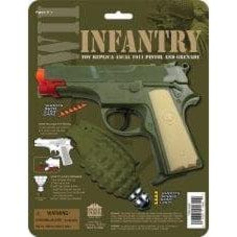 WWII Infantry Set Autocap Gun 8 Long with 5 Plastic Grenade
