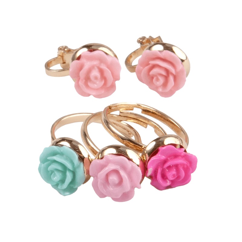 Boutique Rose Rings and Earring Set