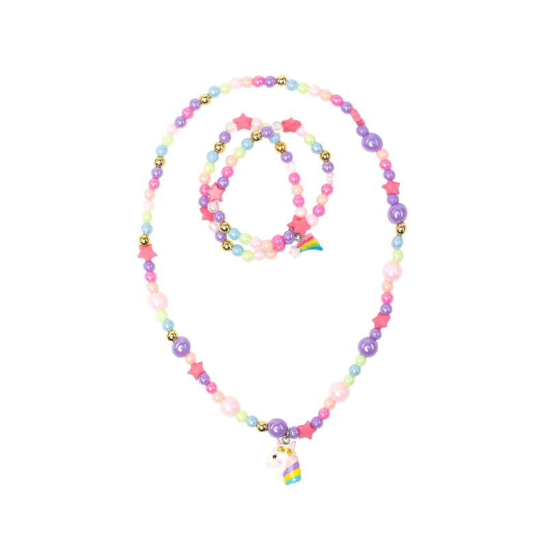 Cheerful Starry Unicorn Necklace & Bracelet Set