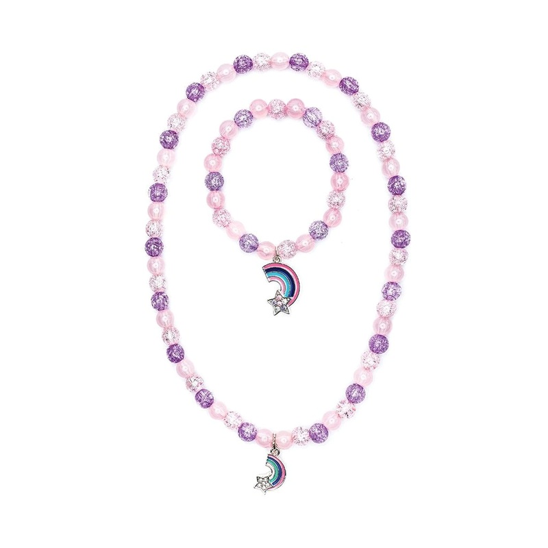 Purple Rainbow Necklace and Bracelet Set