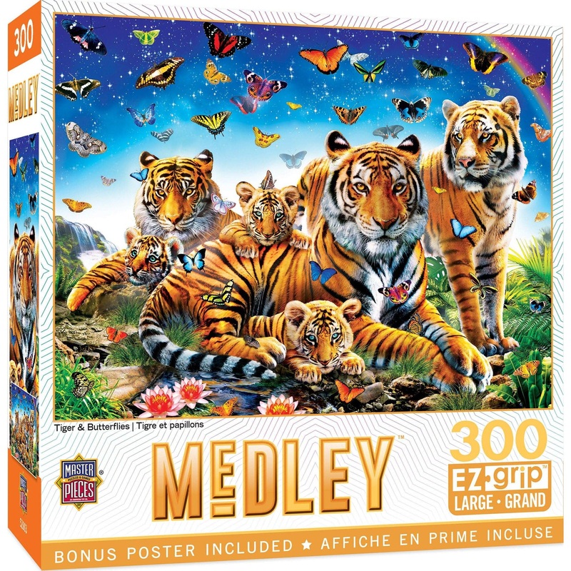 Medley – Tiger & Butterflies – 300 Piece EzGrip Puzzle