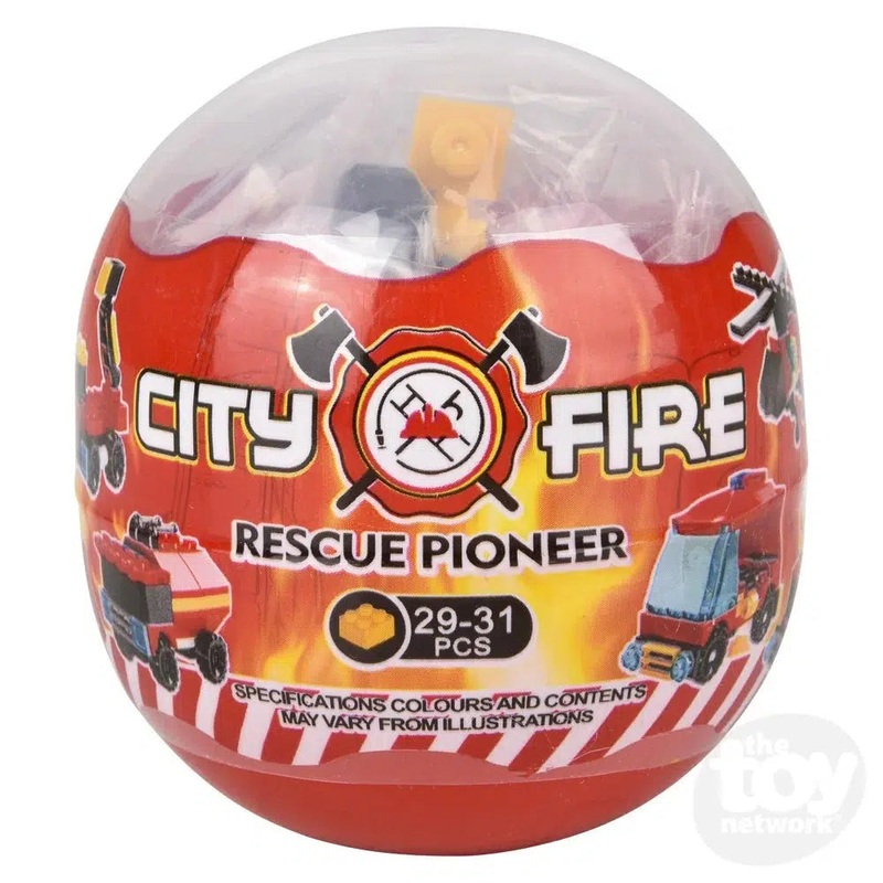 3 Building Block Fire Rescue Vehicles  in Mystery Egg
