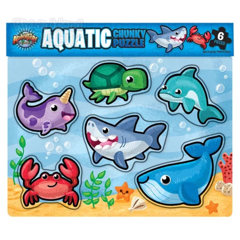 6 Piece Chunky Aquatic Theme Wooden Puzzle