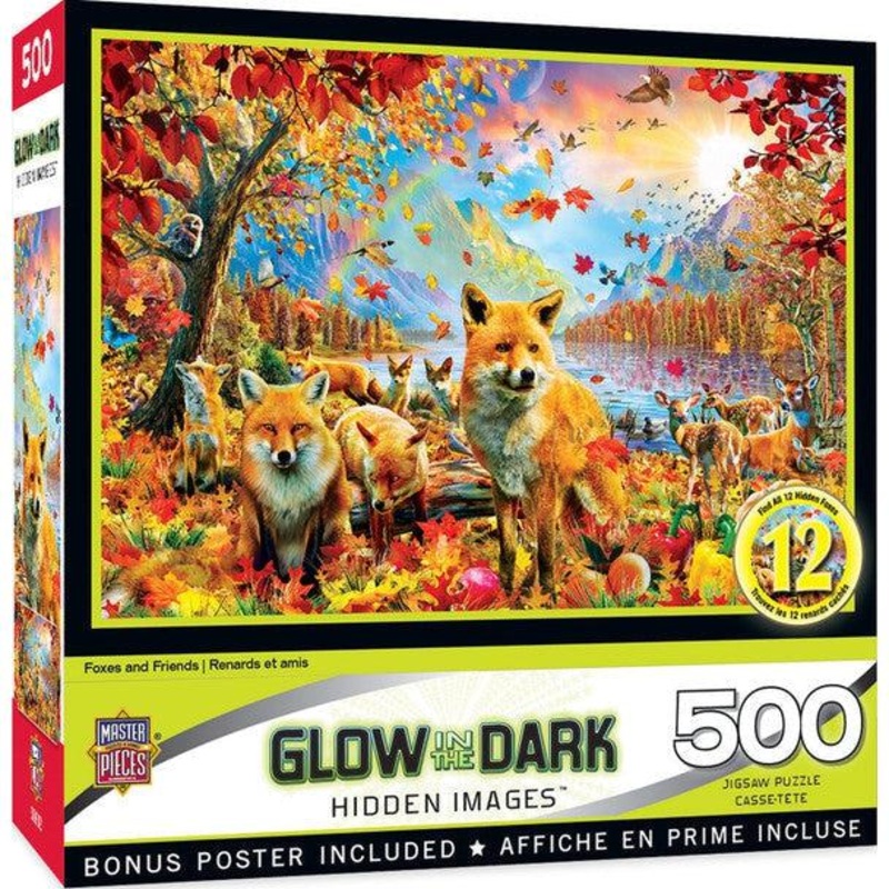 Hidden Images Glow In The Dark – Foxes and Friends – 500 Piece Puzzle
