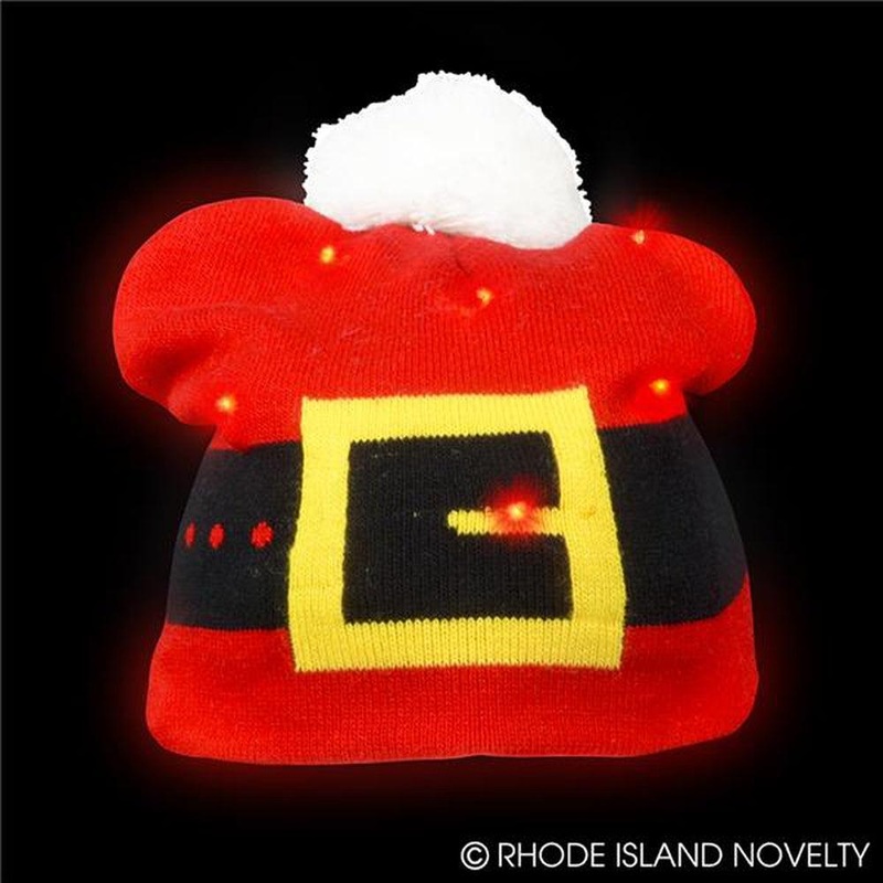 Santa Belt Light-Up Beanie Hat