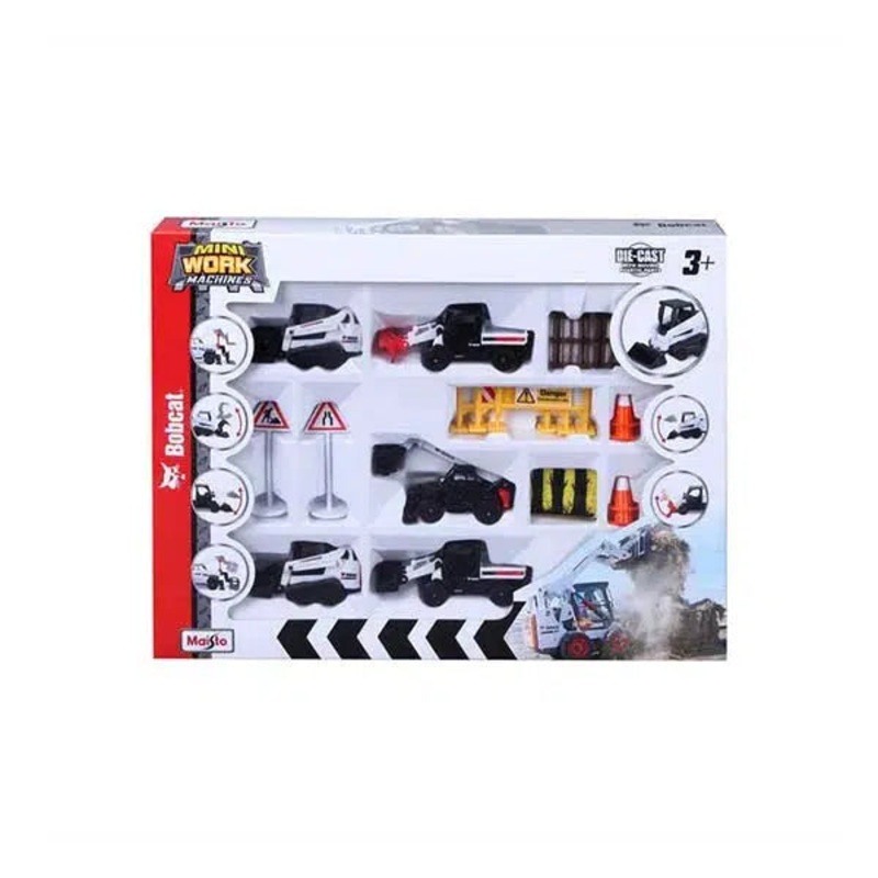 1:64 3 Mini Work Machines Bobcat Play Set