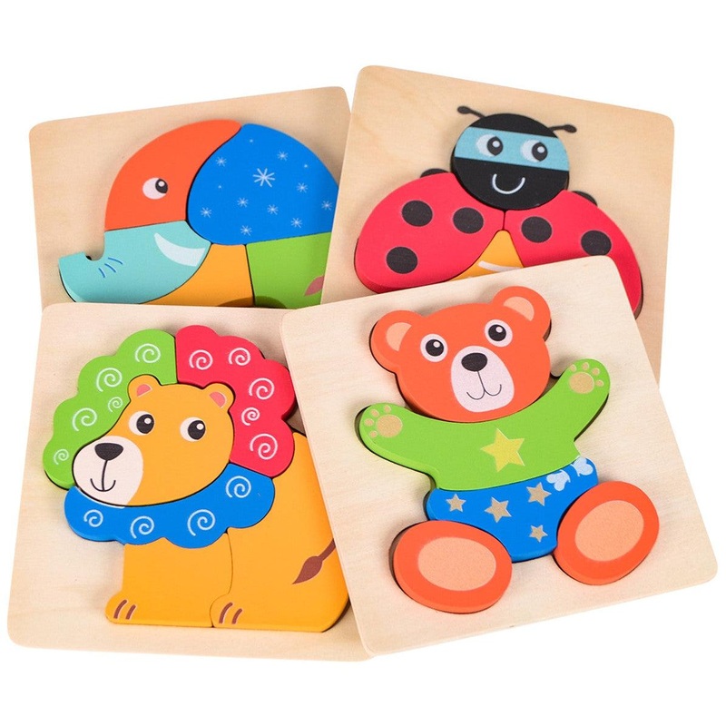 Wooden Animal Chunky Puzzle – Set of 4