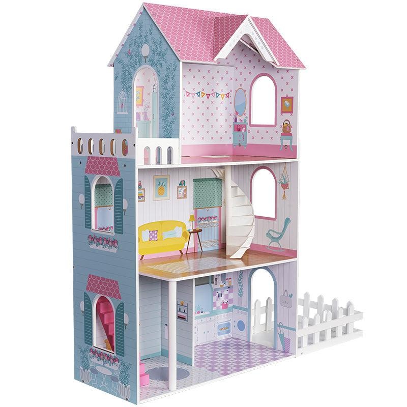 Wooden Blue Deluxe Doll House
