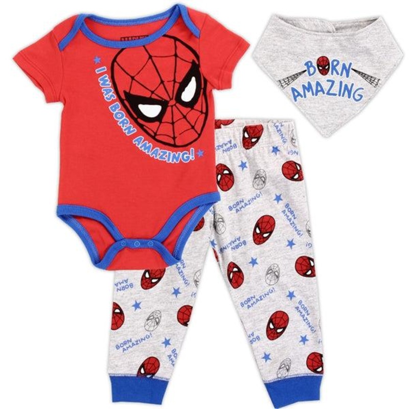 SPIDER-MAN Boys Newborn 3PC Bib Set