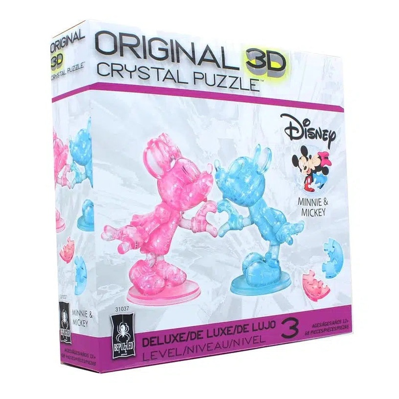 3D Crystal Puzzle – Mickey & Minnie Heart Hands (pink/blue)