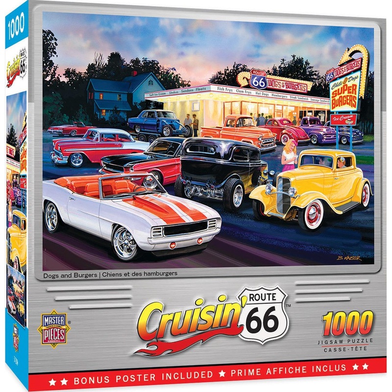 Cruisin Route 66 – Dogs & Burgers – 1000 Piece Puzzle
