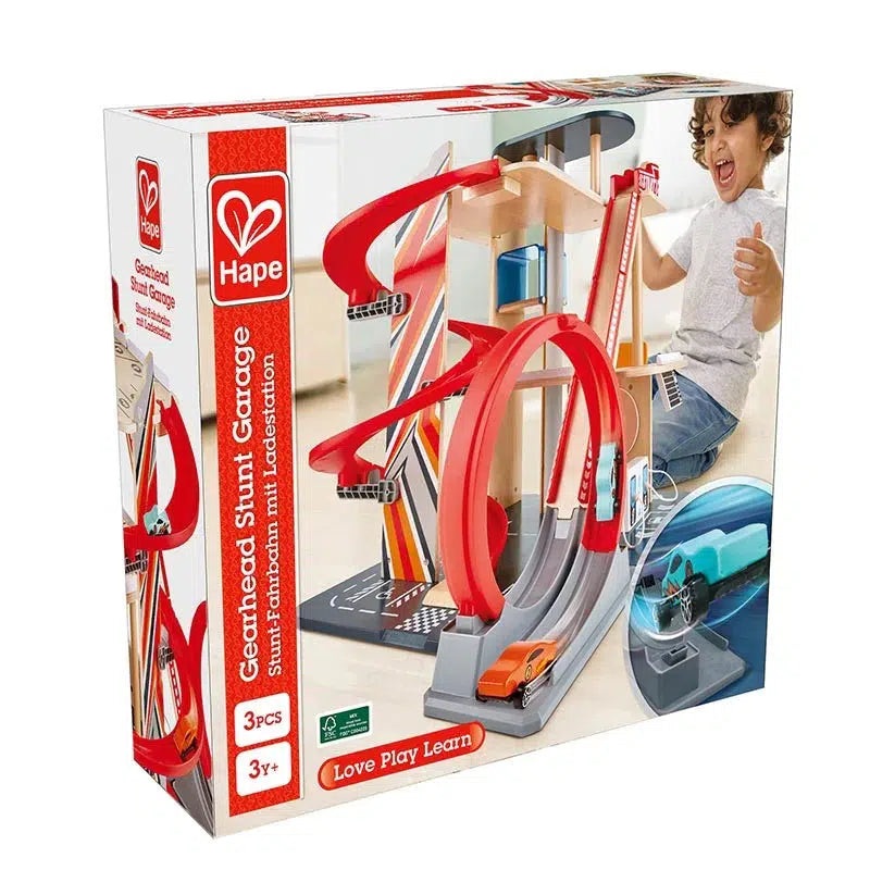Hape Gearhead Stunt Garage Wooden High Rise Car Parking Lot