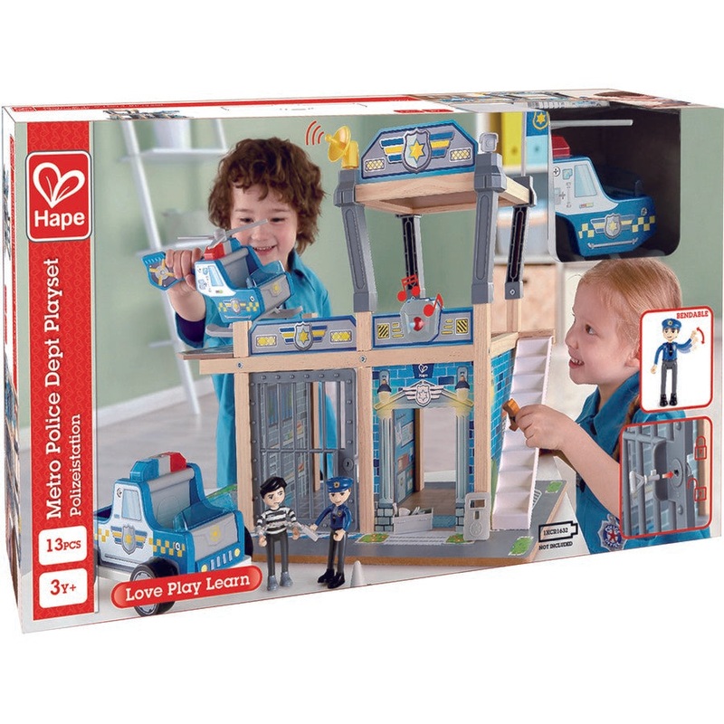 Hape Metro Police Station Play Toy Set With Sounds And Lights