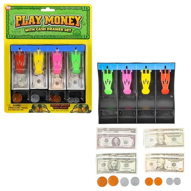 Play Money Set With 7 Cash Drawer