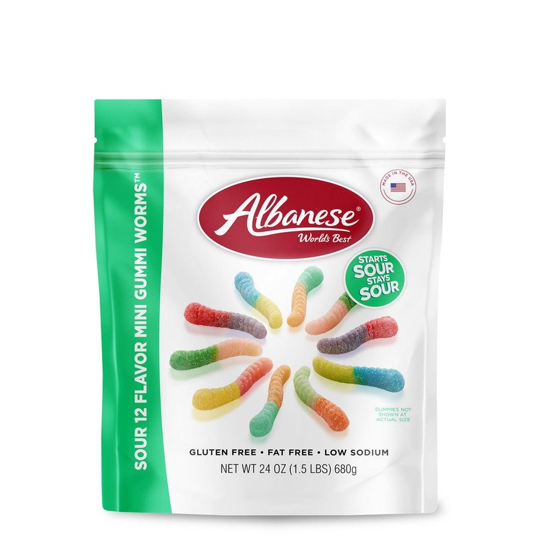 Sour 12 Flavor Mini Gummi Worms 24 oz Share Size Bag