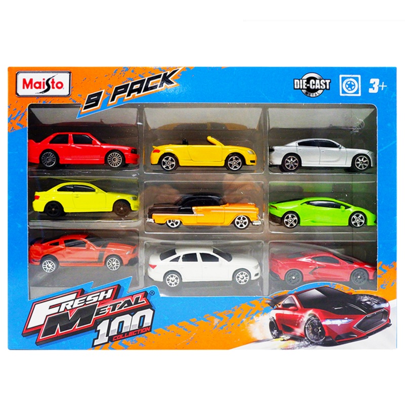 1:64 3 Fresh Metal 100 9 Pack Cars Assorted Styles