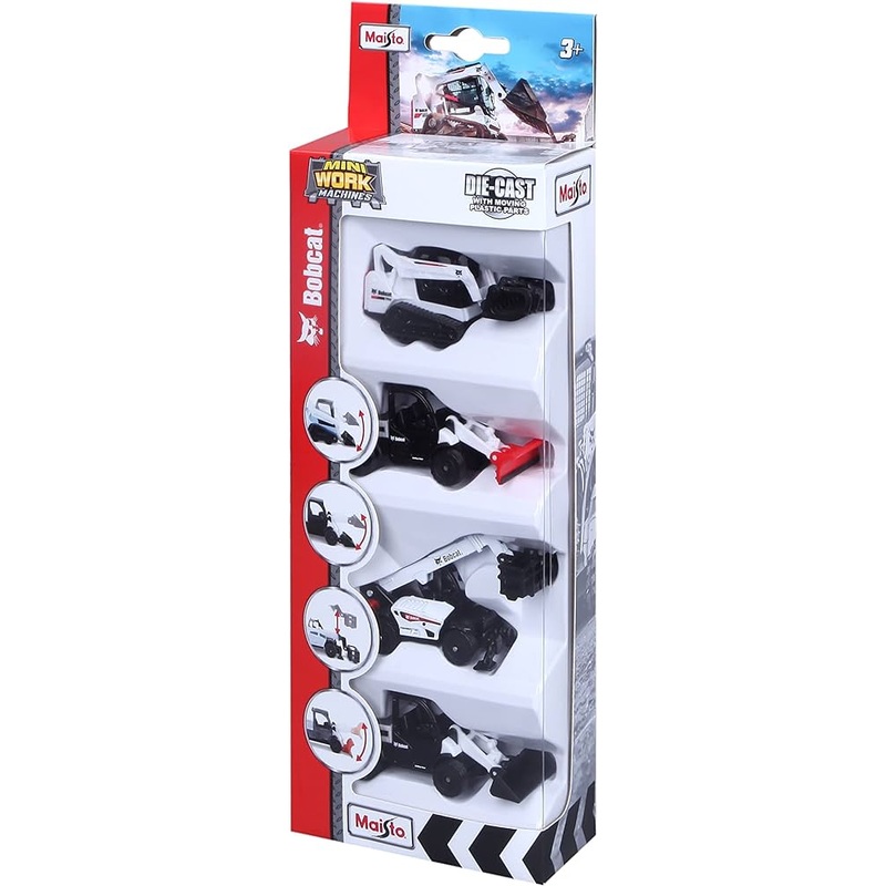 1:64 3 Mini Work Machines Bobcat 4 Pack