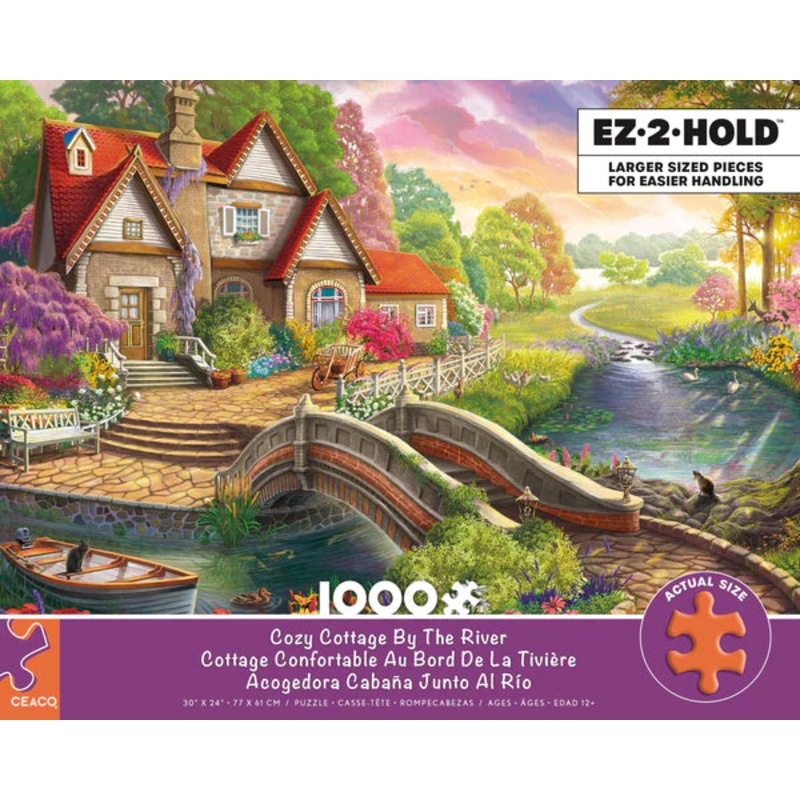 EZ 2 Hold – Cozy Cottage By The River – 1000 Oversized Piece Puzzle