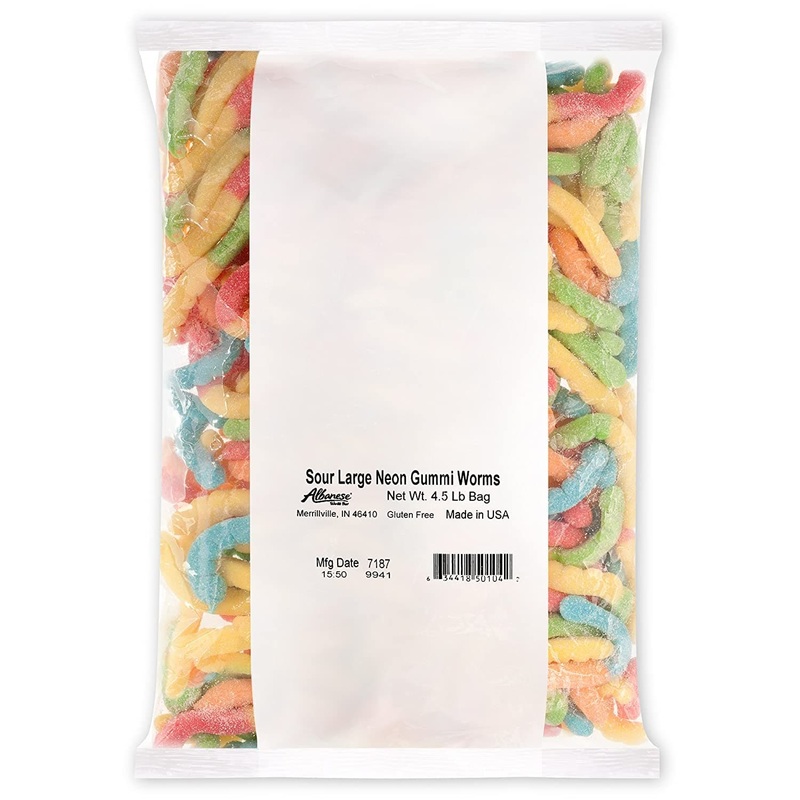Sour Large Neon Gummi Worms 4.5 lb. Bag