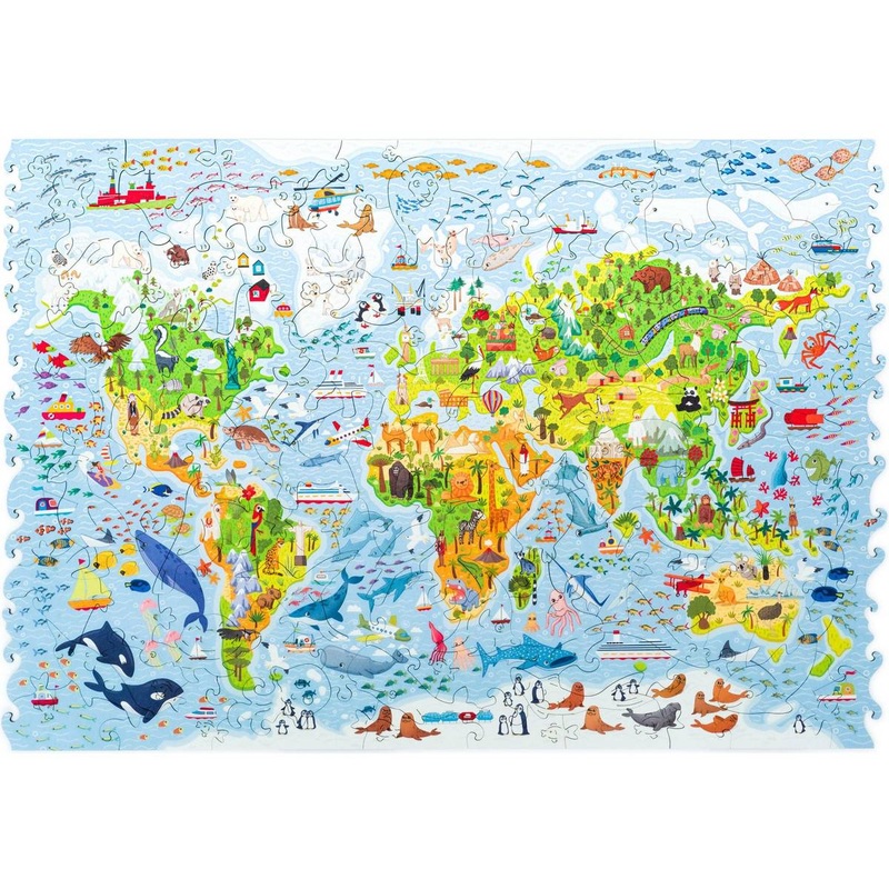 Kids World Map Wooden Puzzle – 100 Pieces