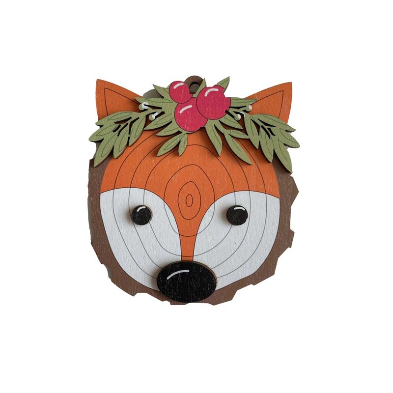 Personalized  Wooden Christmas Ornament Fox (Standard)