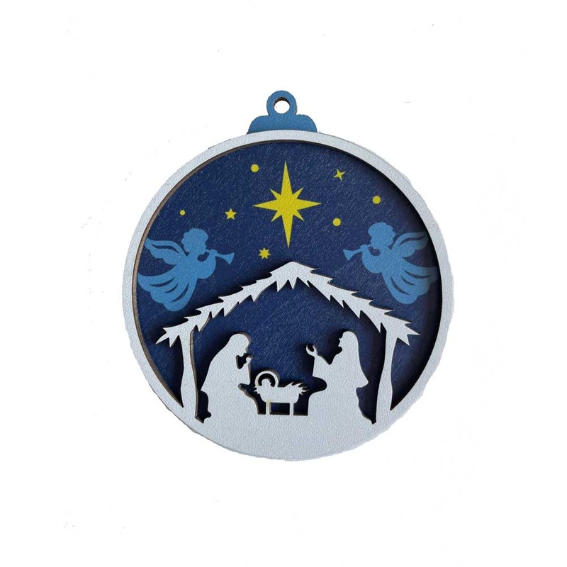 Personalized  Wooden Christmas Ornament Nativity Scene (Standard)