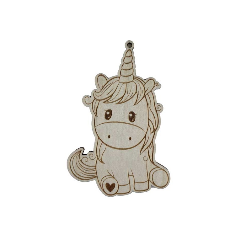 Personalized  Wooden Christmas Ornament Sitting Unicorn (Standard)