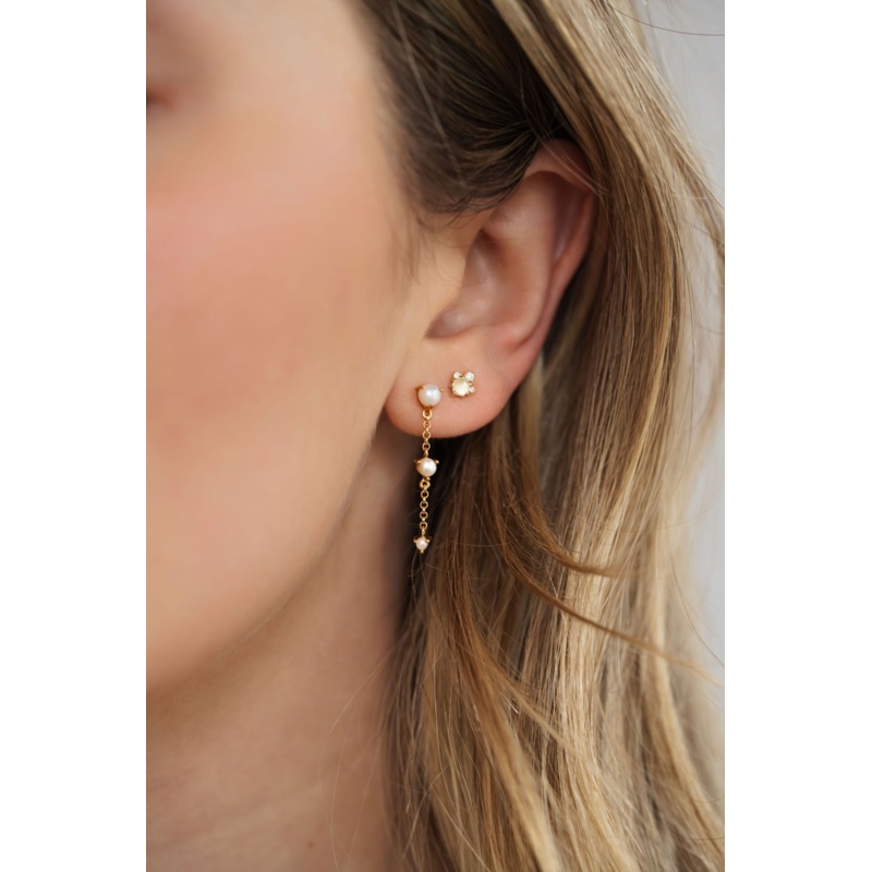 Full Moon Glow Diamond Moonstone Earrings