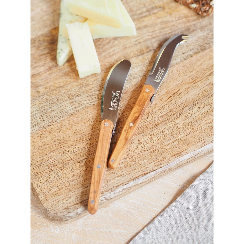 Jean Dubost Olive Wood Mini Cheese Knife & Spreader