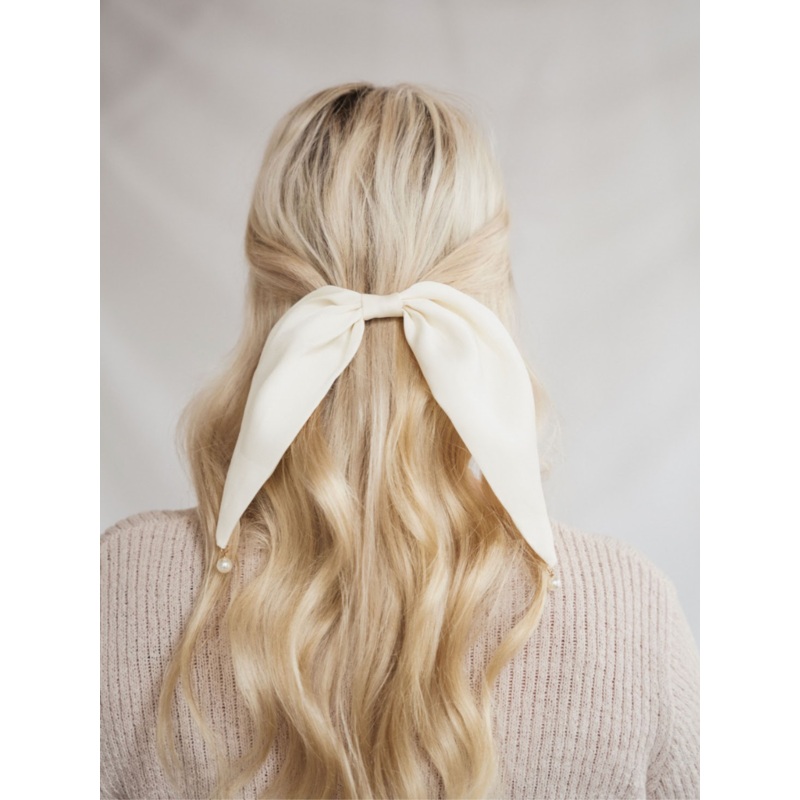 Wedding Bow Barette w/ Pearls