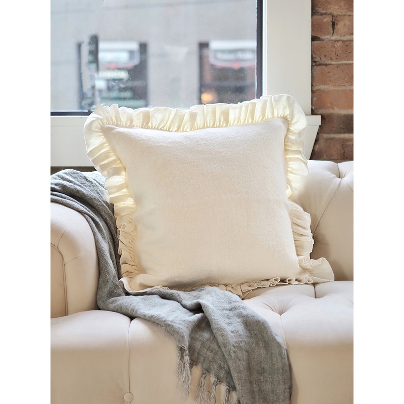 Anika Cream Ruffle Pillow