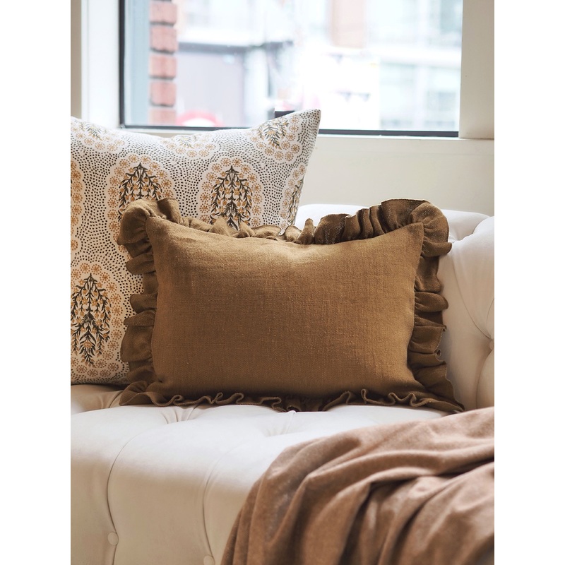 Anika Mustard Ruffle Pillow