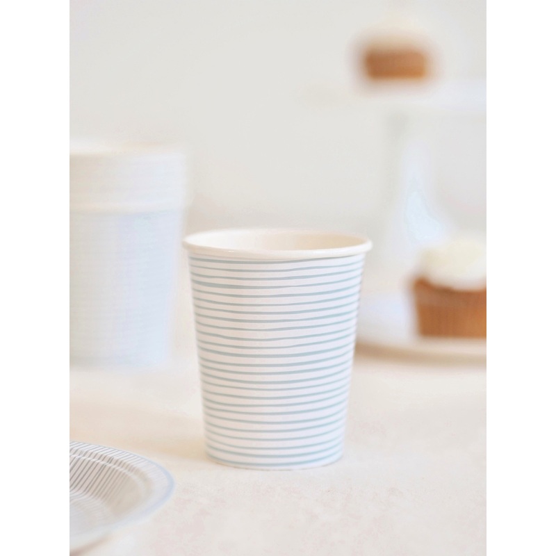Blue Painted Stripe Cups